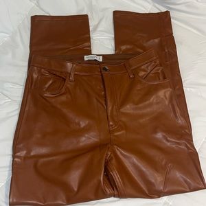 Abercrombie & Fitch Ulta High Rise 90s Straight Leather Pants